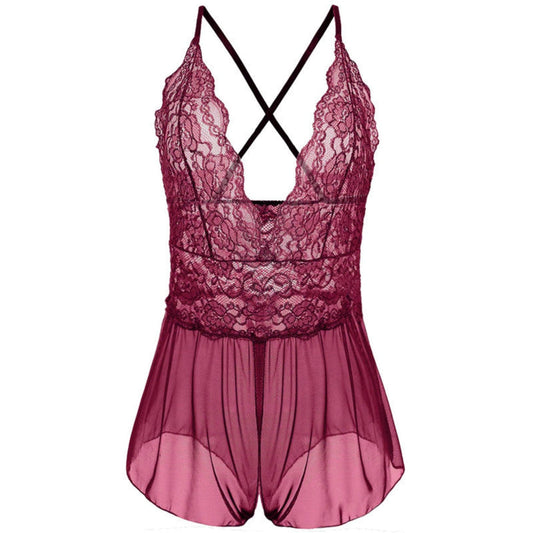 Women's Lace V-Neck one-piece bodysuit lingerie