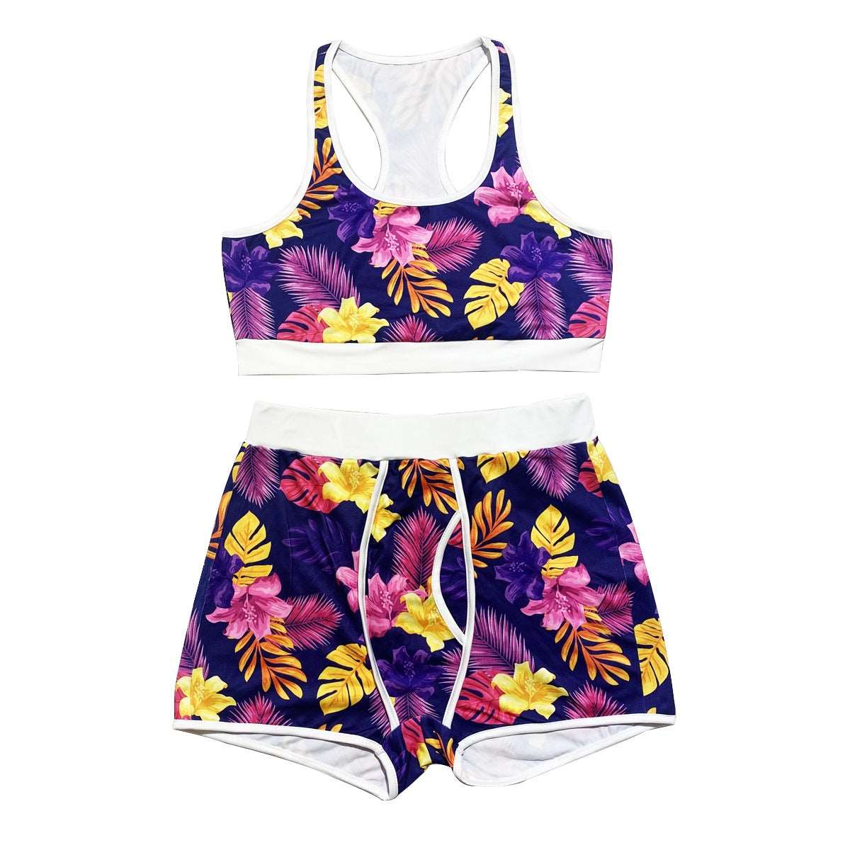 Printed sleeveless Tank top two-piece print snack shorts set