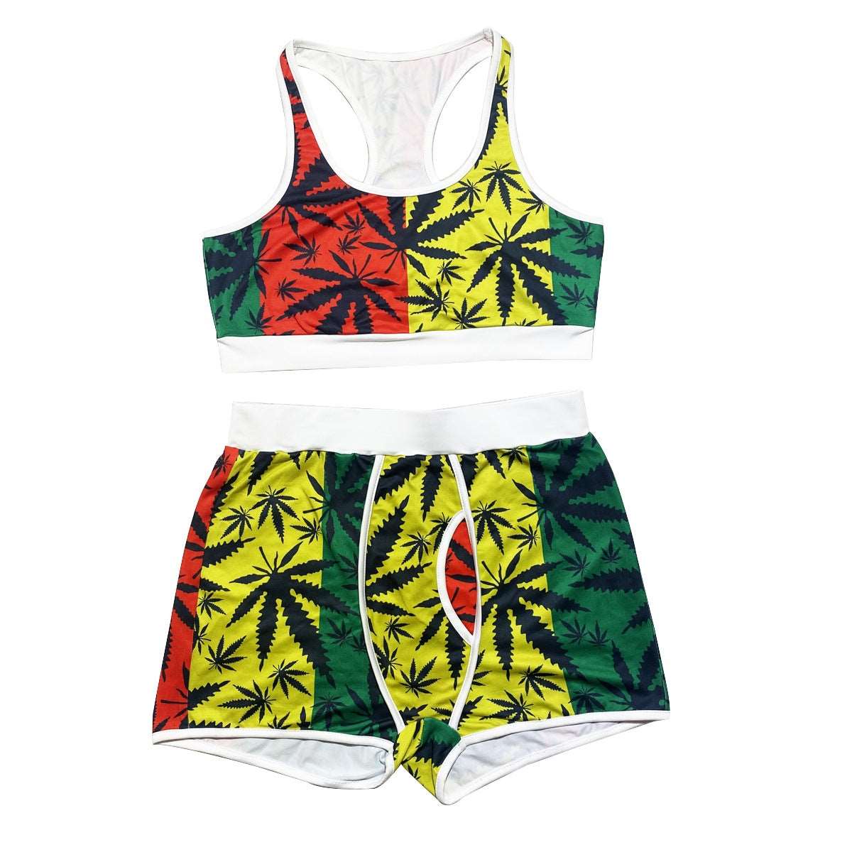 Printed sleeveless Tank top two-piece print snack shorts set