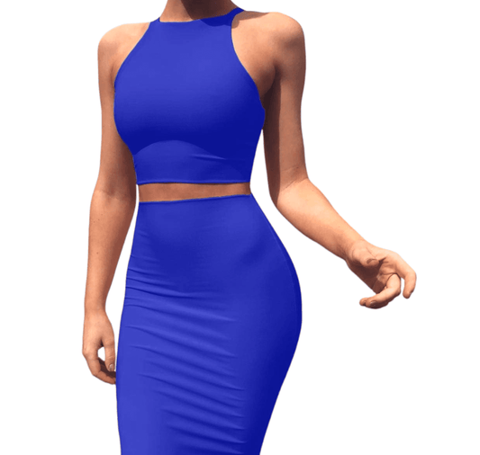 Sleeveless crop top and pencil skirt two-piece set