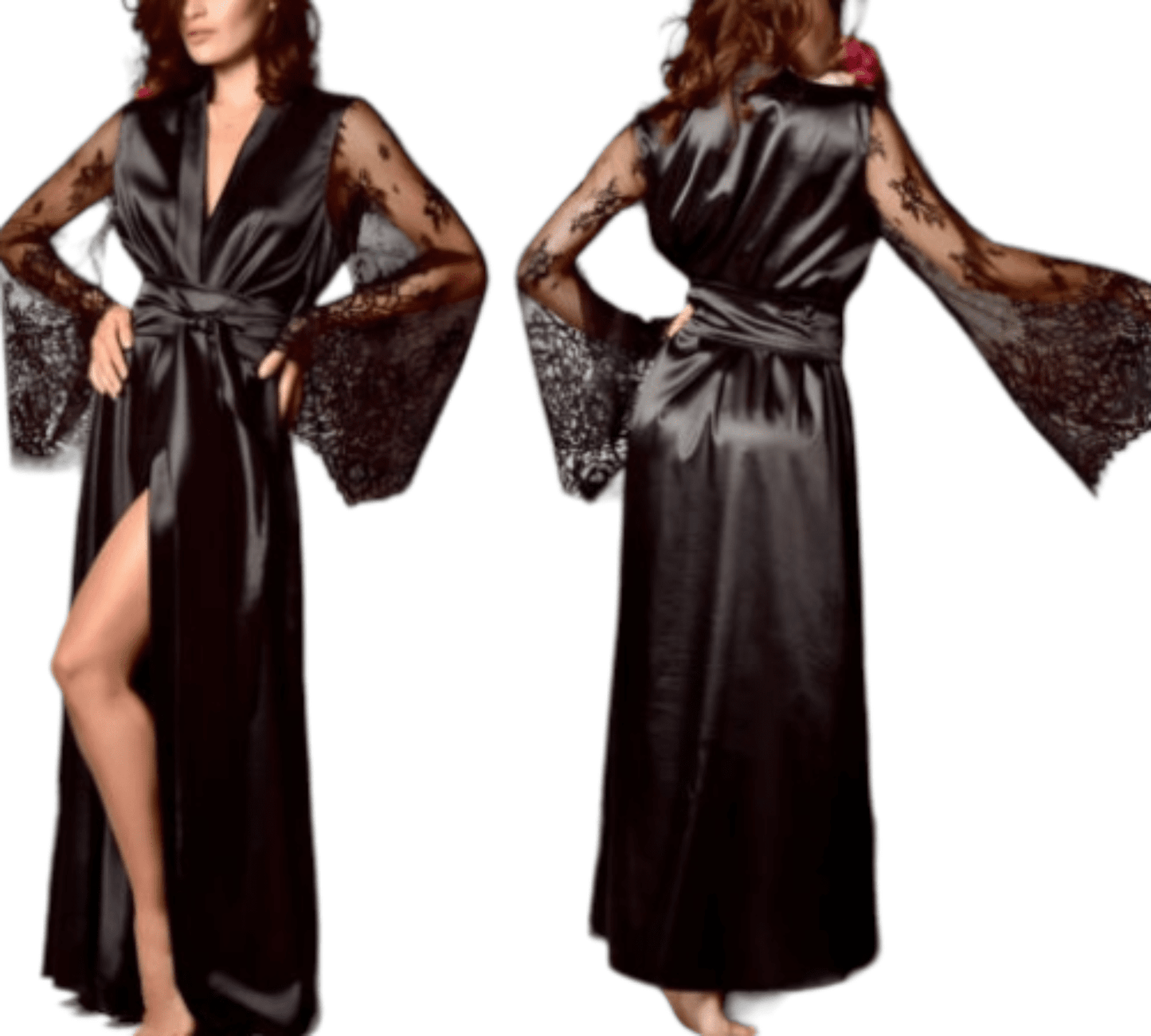 women's dress robe two-piece thong panty set