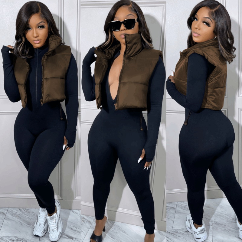 Long Sleeve crop top two-piece drawstring stretch jogger pants set