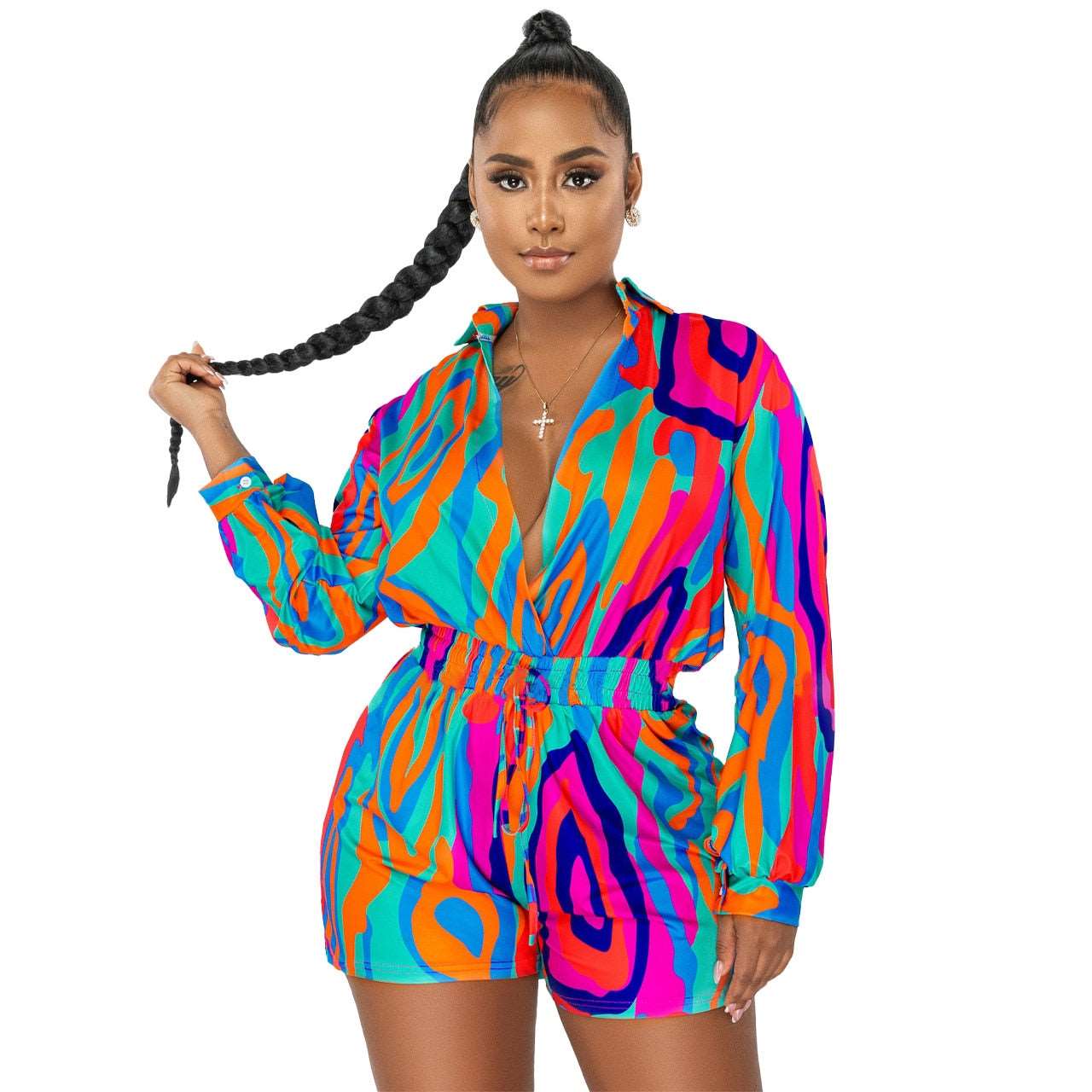 Printed long sleeve one-piece Jumpsuit rompers