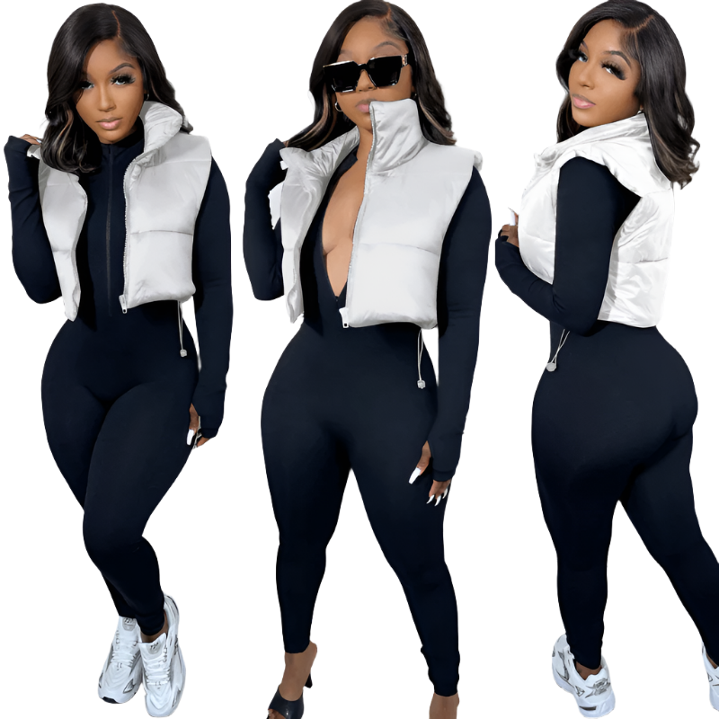 Long Sleeve crop top two-piece drawstring stretch jogger pants set