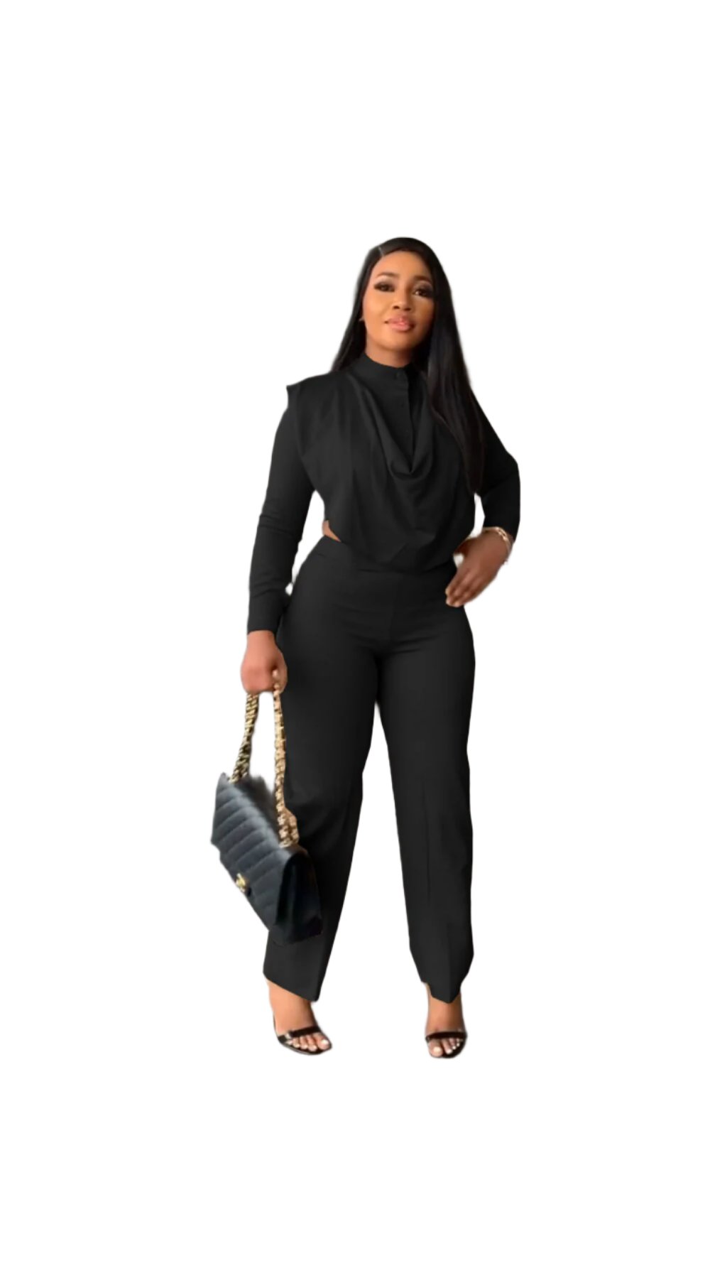 women's formal long sleeve top two-piece pants set