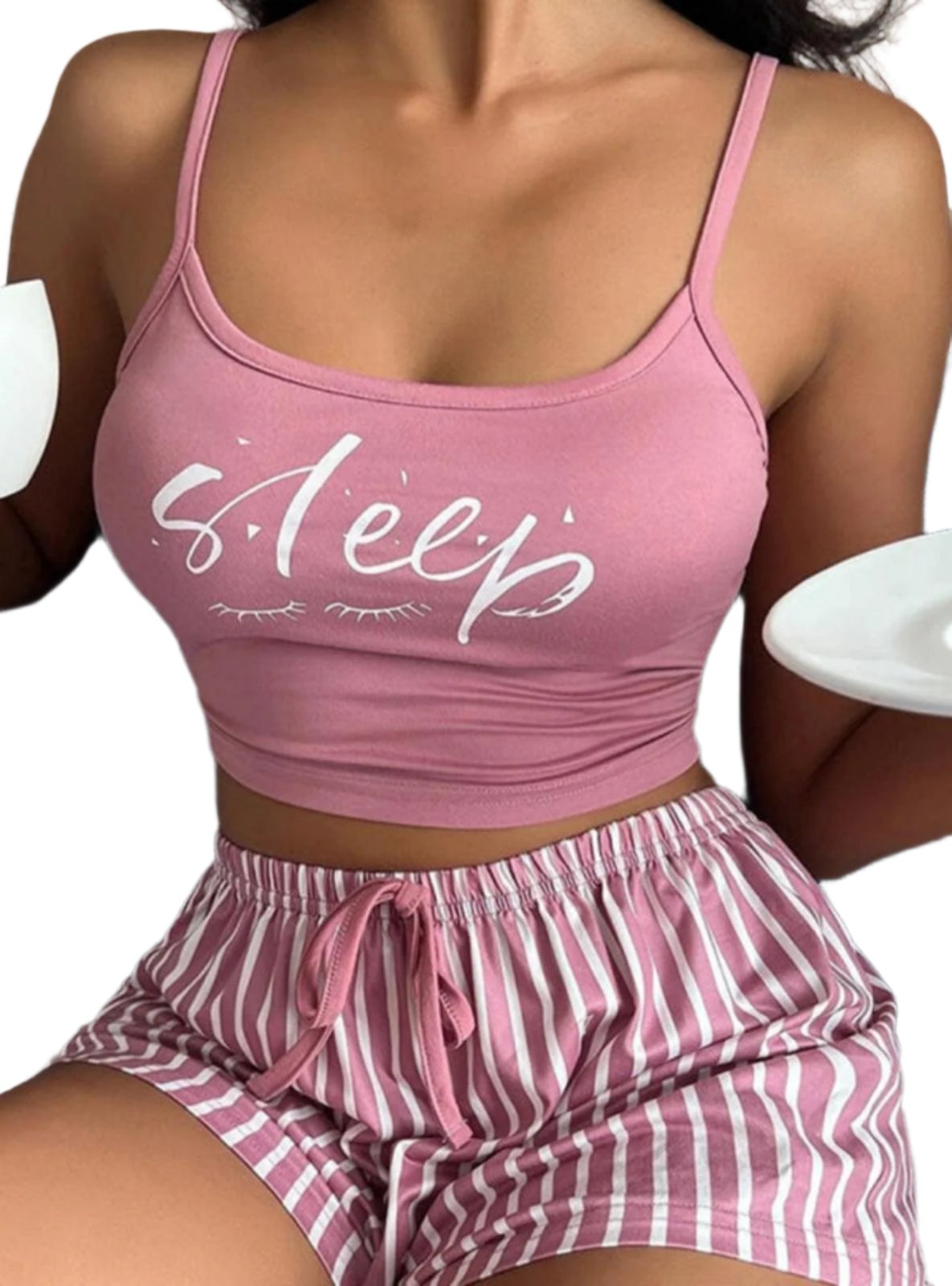 Spaghetti strap Cami pajamas two-piece shorts set for women