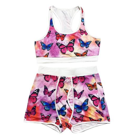 Printed snack shorts and Sleeveless cropped top sets